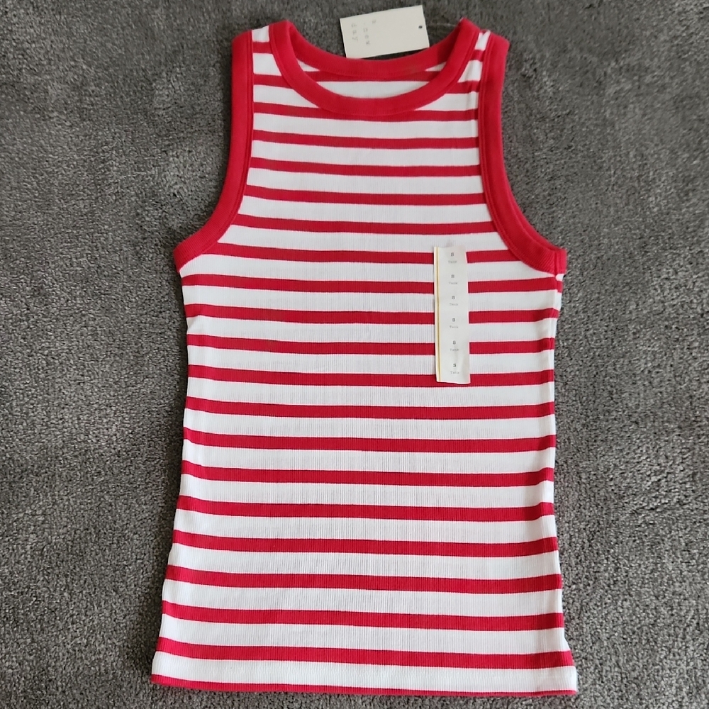 Red and White Striped Tank Top